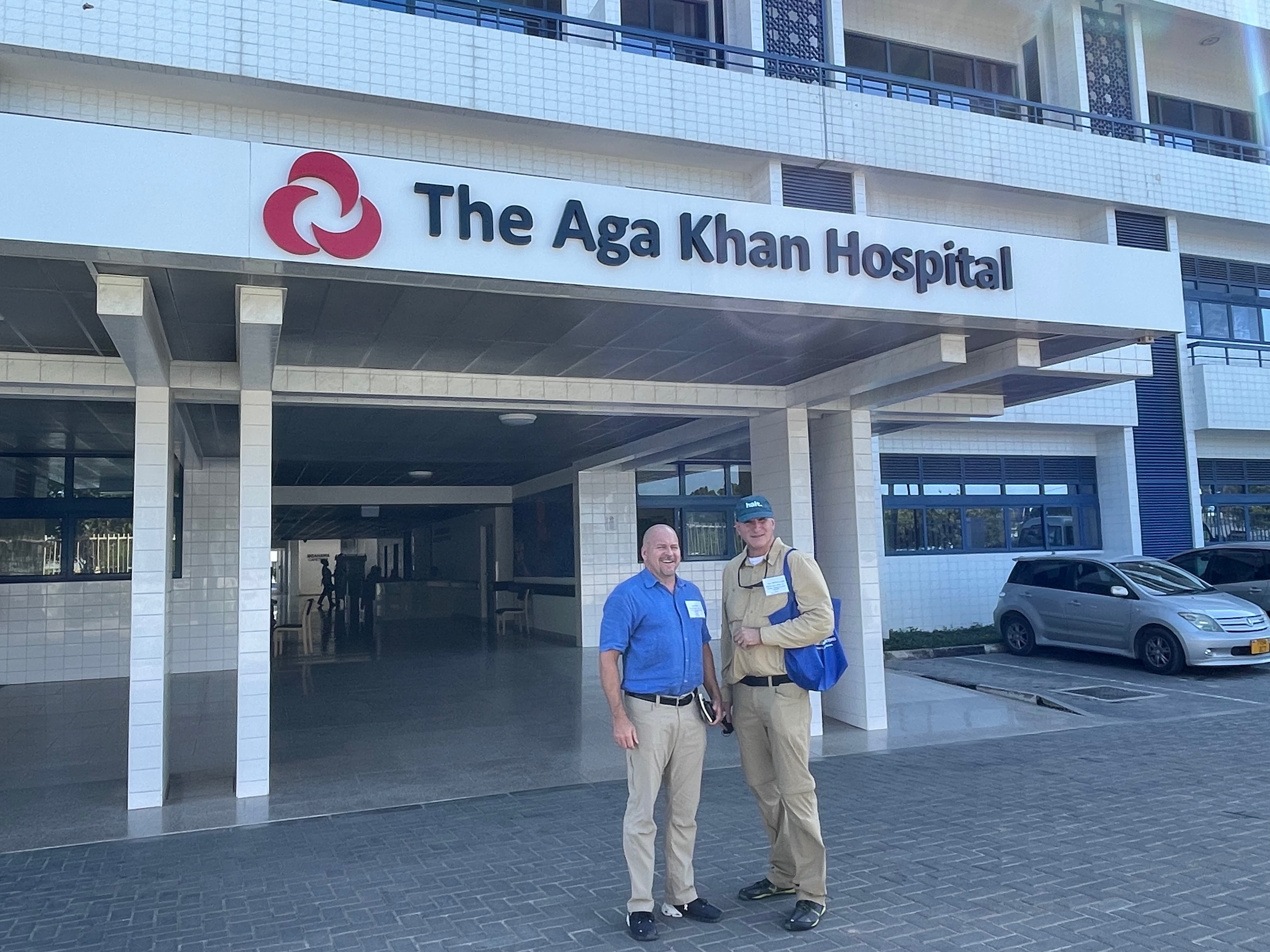 Outside The Aga Khan Hospital in Tanzania